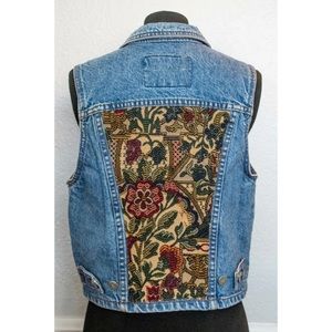 Vintage CACHE Denim Vest Embroided Gently Used S-M